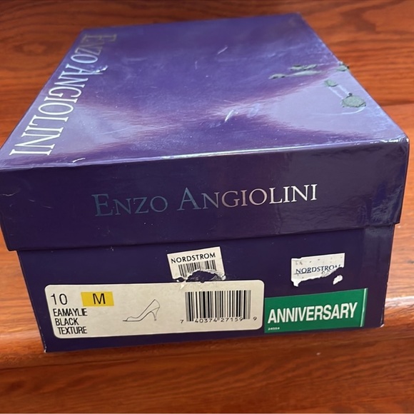 Enzo Angiolini Eamaylie Black Texture Peep Toe Heels - Picture 14 of 15